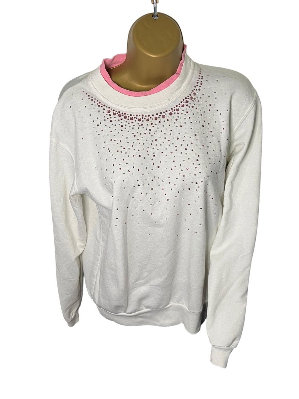Vintage 90s Sunburst Morniny Star Rhinestone Sweatshirt Off White S